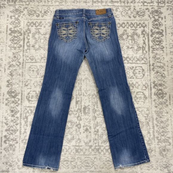 Adiktd Jeans Women's Embroidered Blue Denim Medium Wash Straight Leg Size 8 W30 - Picture 6 of 7
